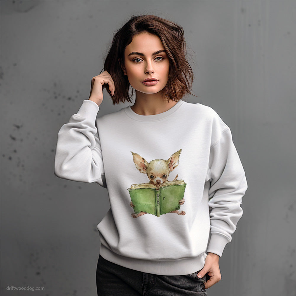 Chihuahua Reading a Book Sweatshirt – Dog-Themed Gifts for Dog Lovers