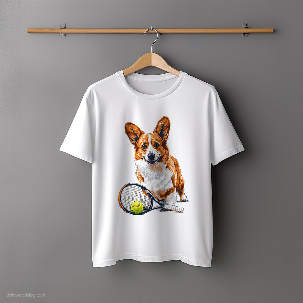 Corgi Ready for Hitting the Tennis Court T-Shirt – Unisex Tee for Dog Lovers