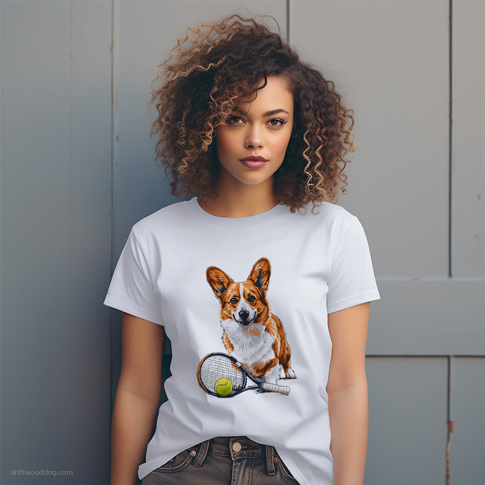 Corgi Ready for Hitting the Tennis Court T-Shirt – Dog T-Shirt for Women