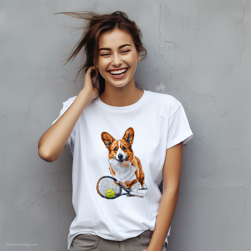 Corgi Ready for Hitting the Tennis Court T-Shirt – Custom Dog T-Shirts for Women