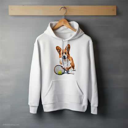 Corgi Ready for Hitting the Tennis Court Hoodie – Unisex Hoodie for Dog Lovers