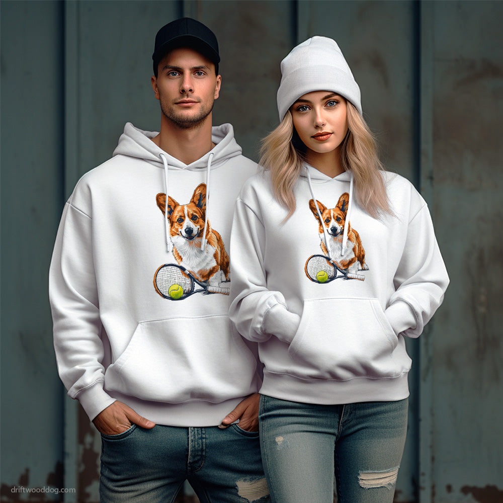 Corgi Ready for Hitting the Tennis Court Hoodie – Unique Dog Hoodies for Pet Lovers Gift