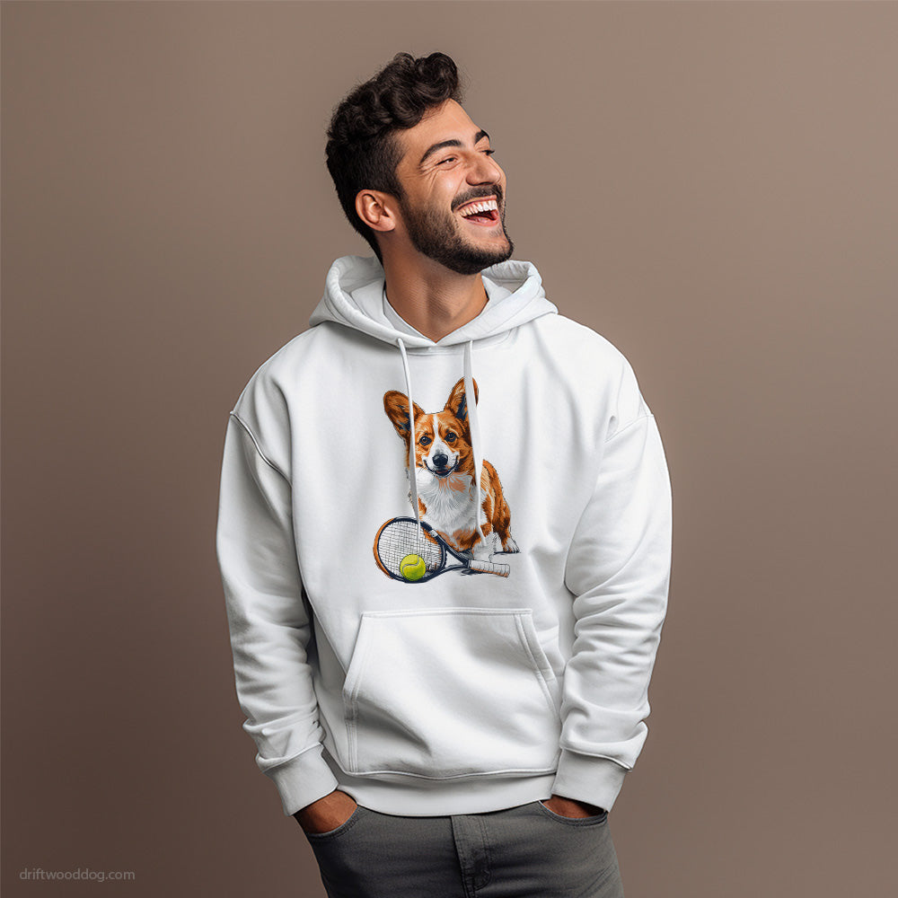 Corgi Ready for Hitting the Tennis Court Hoodie – Dog Hoodies for Men