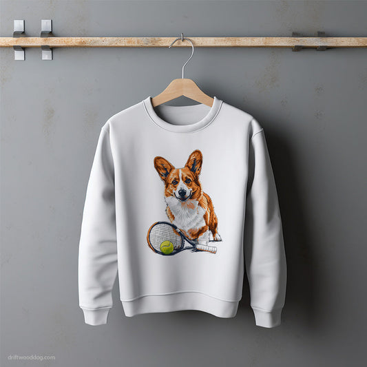 Corgi Ready for Hitting the Tennis Court Sweatshirt – Unisex Sweatshirt for Dog Lovers