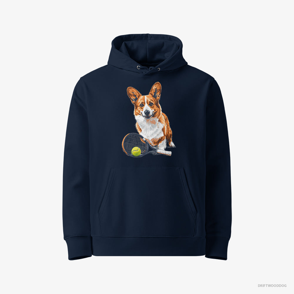 Corgi Ready for Hitting the Tennis Court – Men's Hoodie Navy Eco – Eco-Friendly