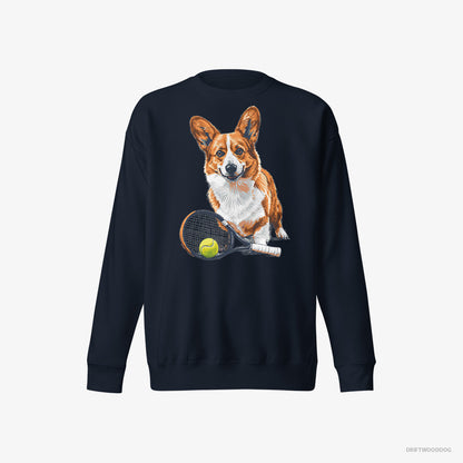 Corgi Ready for Hitting the Tennis Court Navy Sweatshirt