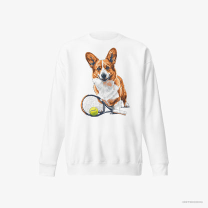 Corgi Ready for Hitting the Tennis Court White Sweatshirt