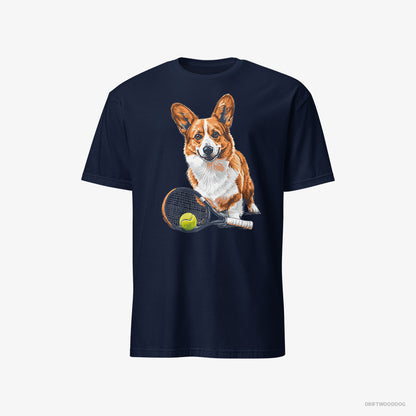 Corgi Ready for Hitting the Tennis Court Navy T-Shirt