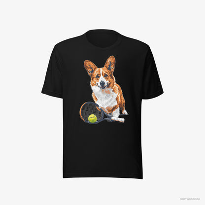 Corgi T-Shirt – Men Black T-Shirt Eco-Friendly – Ready for Hitting the Tennis Court (on White Background)