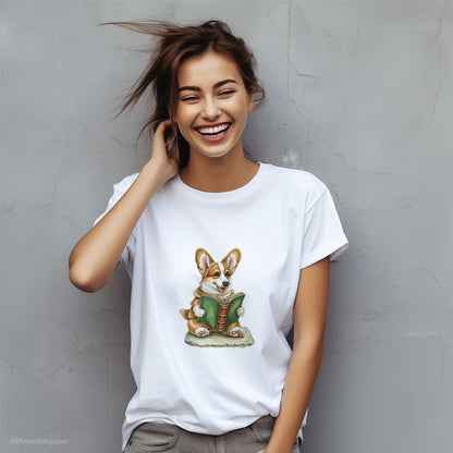 Corgi Reading a Book T-Shirt – Custom Dog T-Shirts for Women