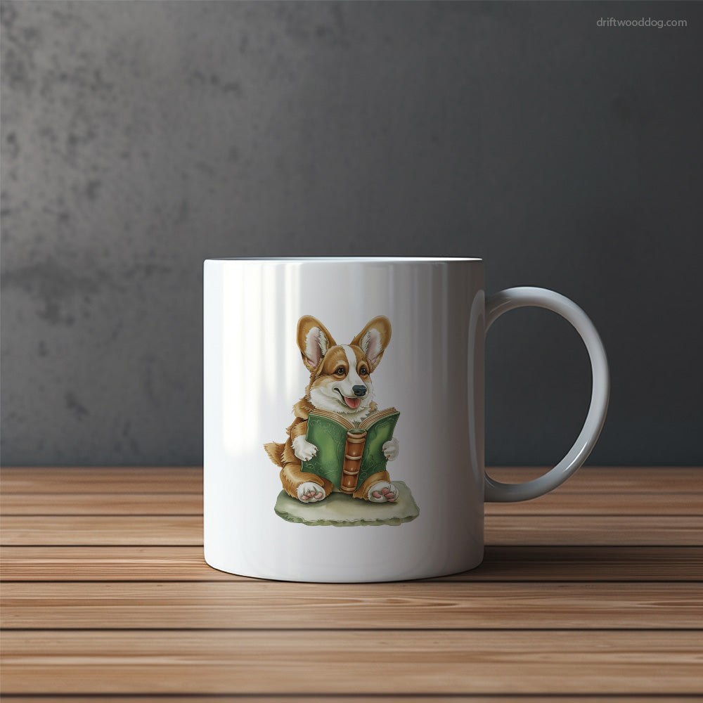 Corgi Reading a Book Mug – Funny Dog Coffee Mugs | Quirky Canine Drinkware