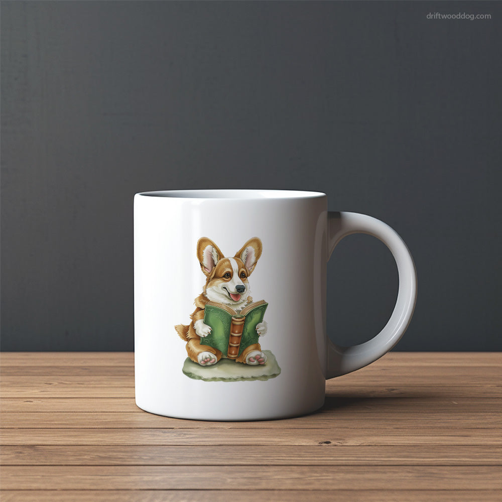 Corgi Reading a Book Mug – Custom Dog Mugs | Personalized Pet Mugs