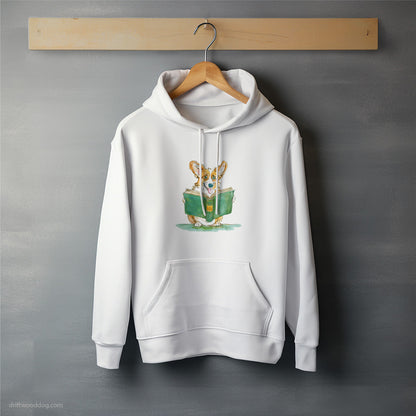 Funny Corgi Studying a Book Hoodie – Unisex Hoodie for Dog Lovers