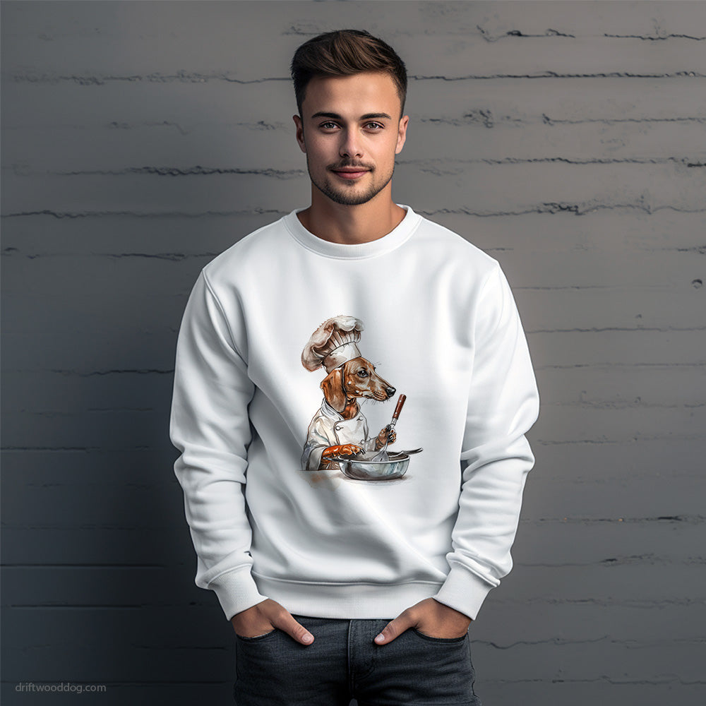 Dachshund Attired Like a Chef Sweatshirt – Unique Dog Sweatshirt for Men