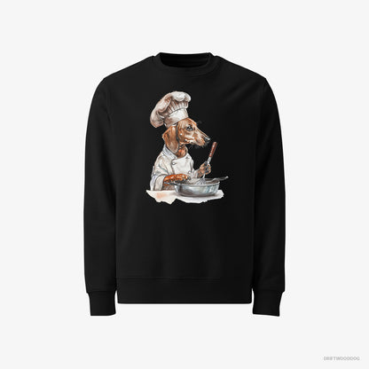 Dachshund Sweatshirt – Men Black Sweatshirt Classic – Attired Like a Chef (on White Background)