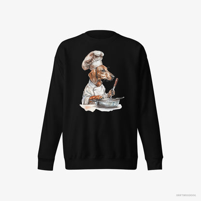 Dachshund Sweatshirt – Men Black Sweatshirt Eco-Friendly – Attired Like a Chef (on White Background)