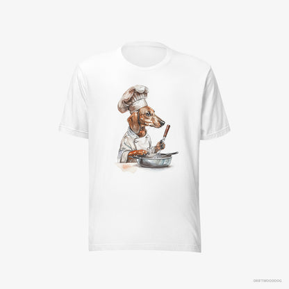 Dachshund T-Shirt – Men White T-Shirt Eco-Friendly – Attired Like a Chef (on White Background)