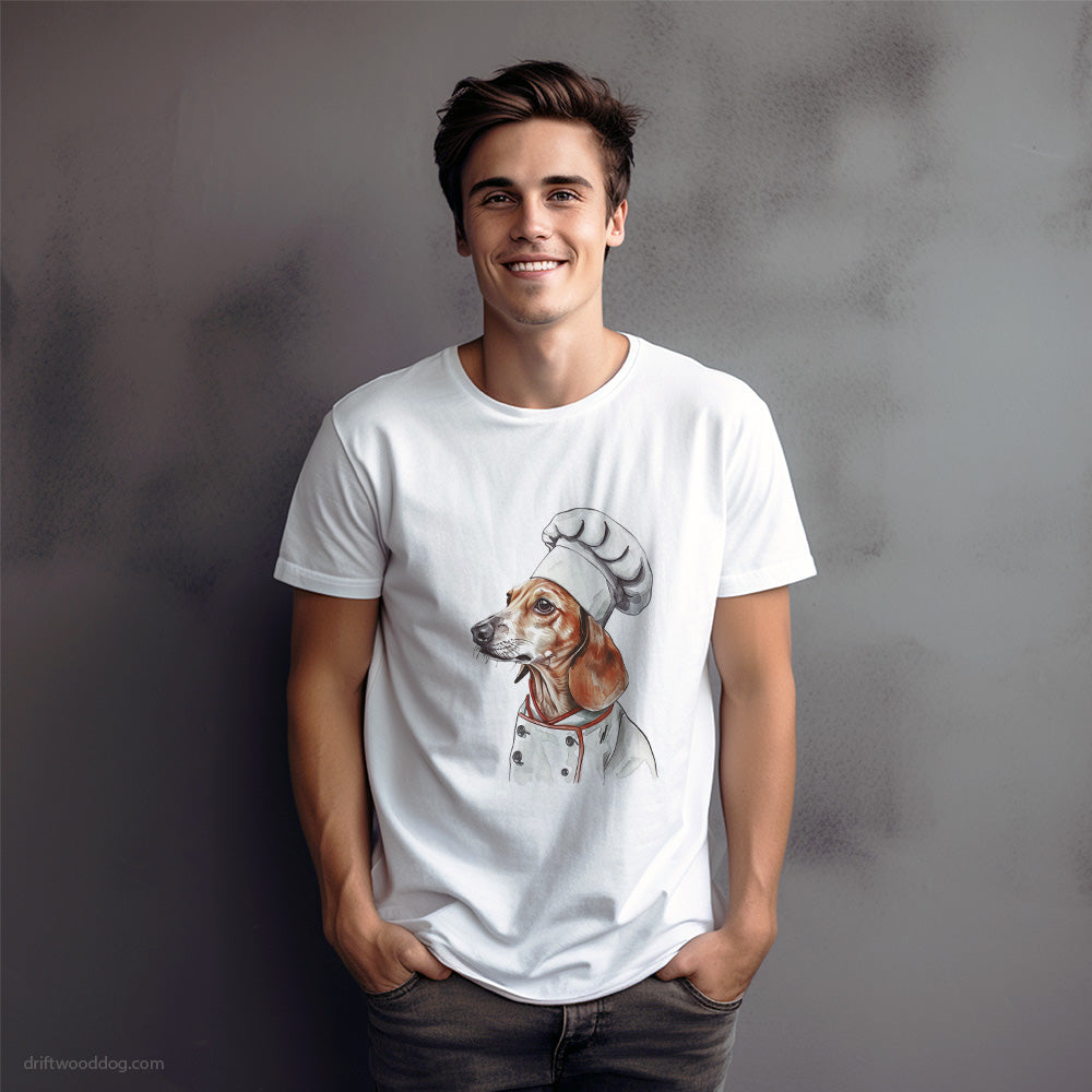 Dachshund Cooking Meals in Kitchen T-Shirt – Dog Graphic Tee for Men