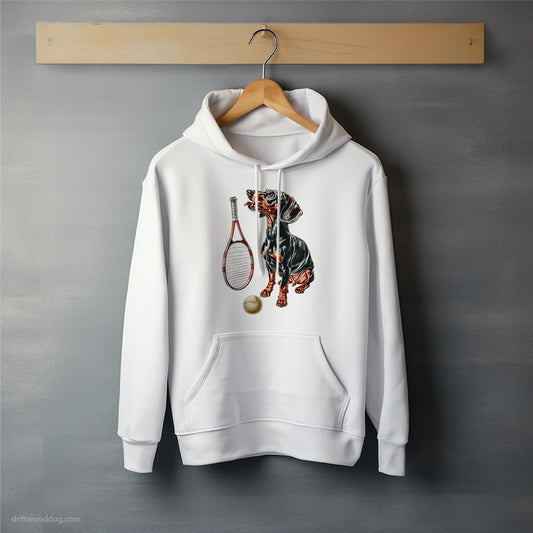 Black Dachshund Ready for a Tennis Match Hoodie – Unisex Hoodie for Dog Lovers