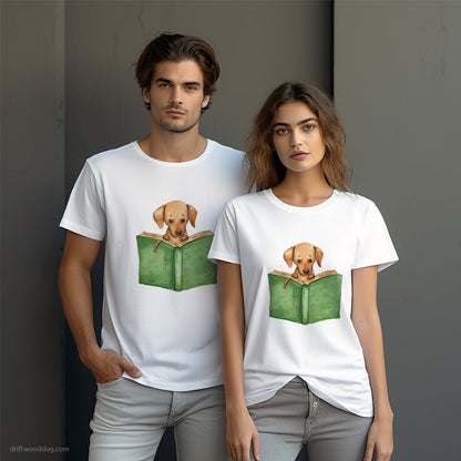 Puppy Dachshund Reading a Book T-Shirt – Dog-Themed Gifts for Dog Lovers