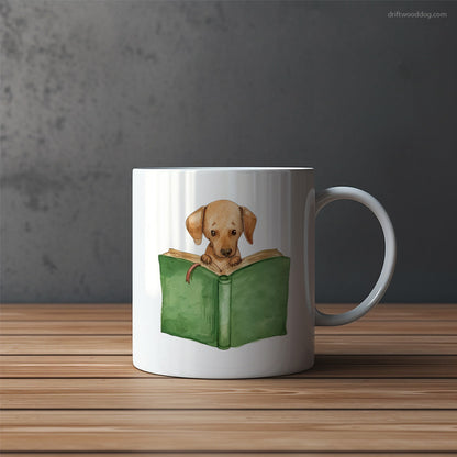 Puppy Dachshund Reading a Book Mug – Funny Dog Coffee Mugs | Quirky Canine Drinkware