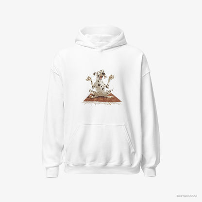 Dalmatian Doing Yoga White Hoodie