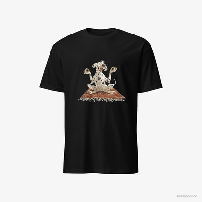 Dalmatian Doing Yoga Black T-Shirt