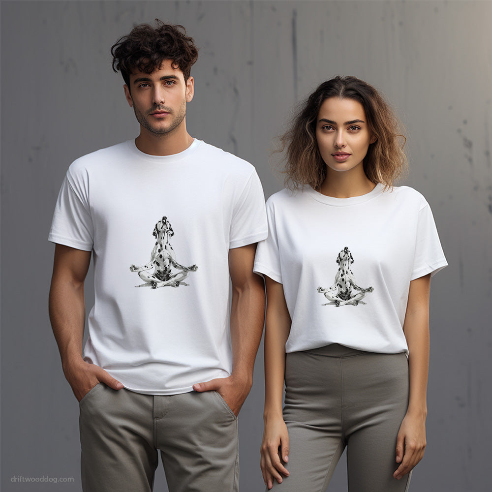 Peaceful Dalmatian Meditating during Yoga T-Shirt – Unisex T-Shirt for Dog Lovers 