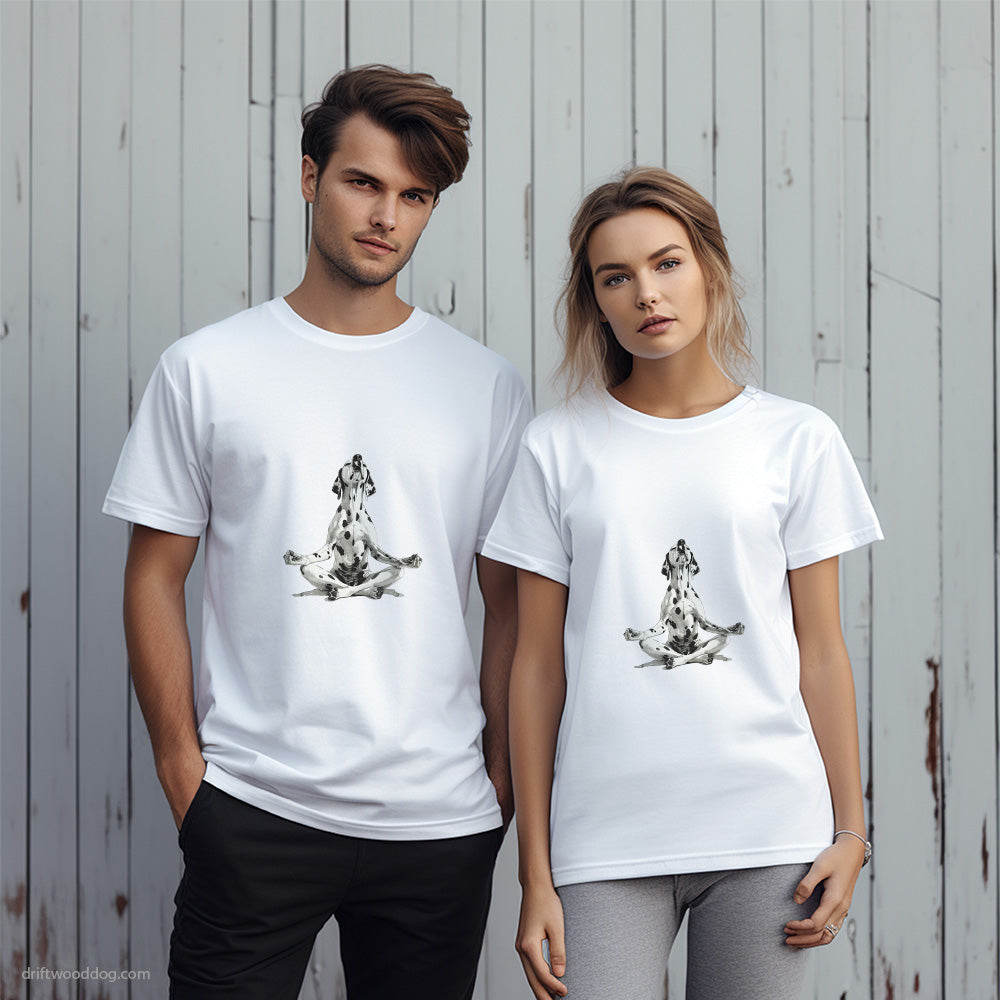 Peaceful Dalmatian Meditating during Yoga T-Shirt – Unique Dog T-Shirts for Pet Lovers