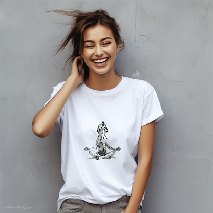 Peaceful Dalmatian Meditating during Yoga T-Shirt – Custom Dog T-Shirts for Women