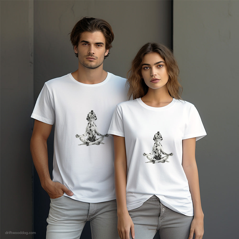 Peaceful Dalmatian Meditating during Yoga T-Shirt – Dog-Themed Gifts for Dog Lovers