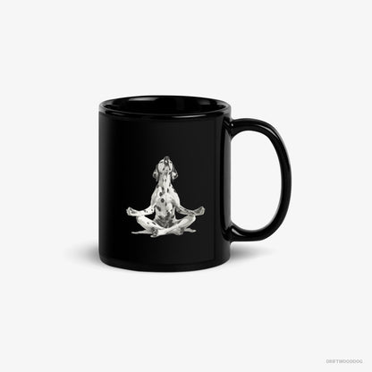 Dalmatian Mug – Unisex Black Mug Classic – Meditating during Yoga (on White Background)