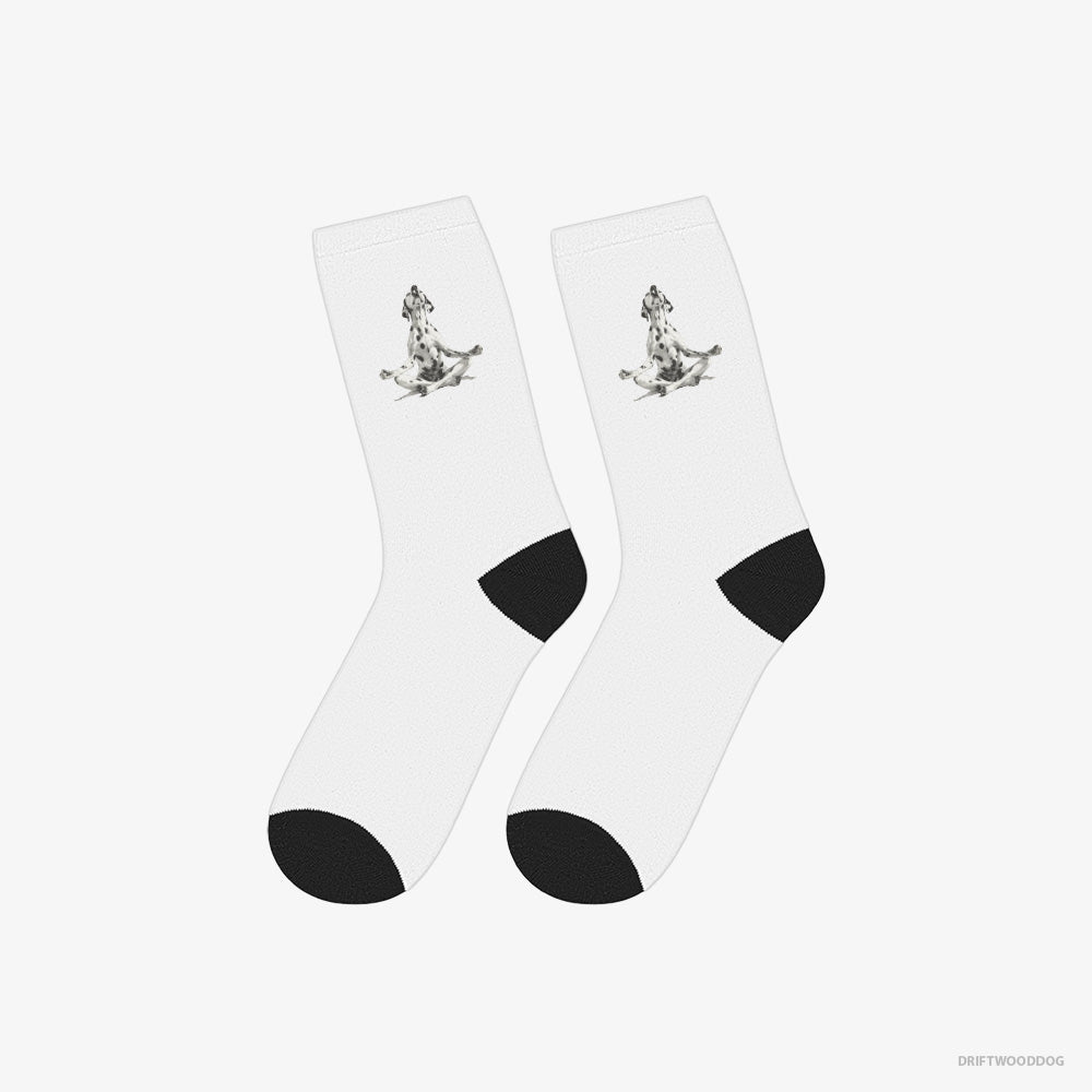 Peaceful Dalmatian Meditating during Yoga – Socks White – Classic