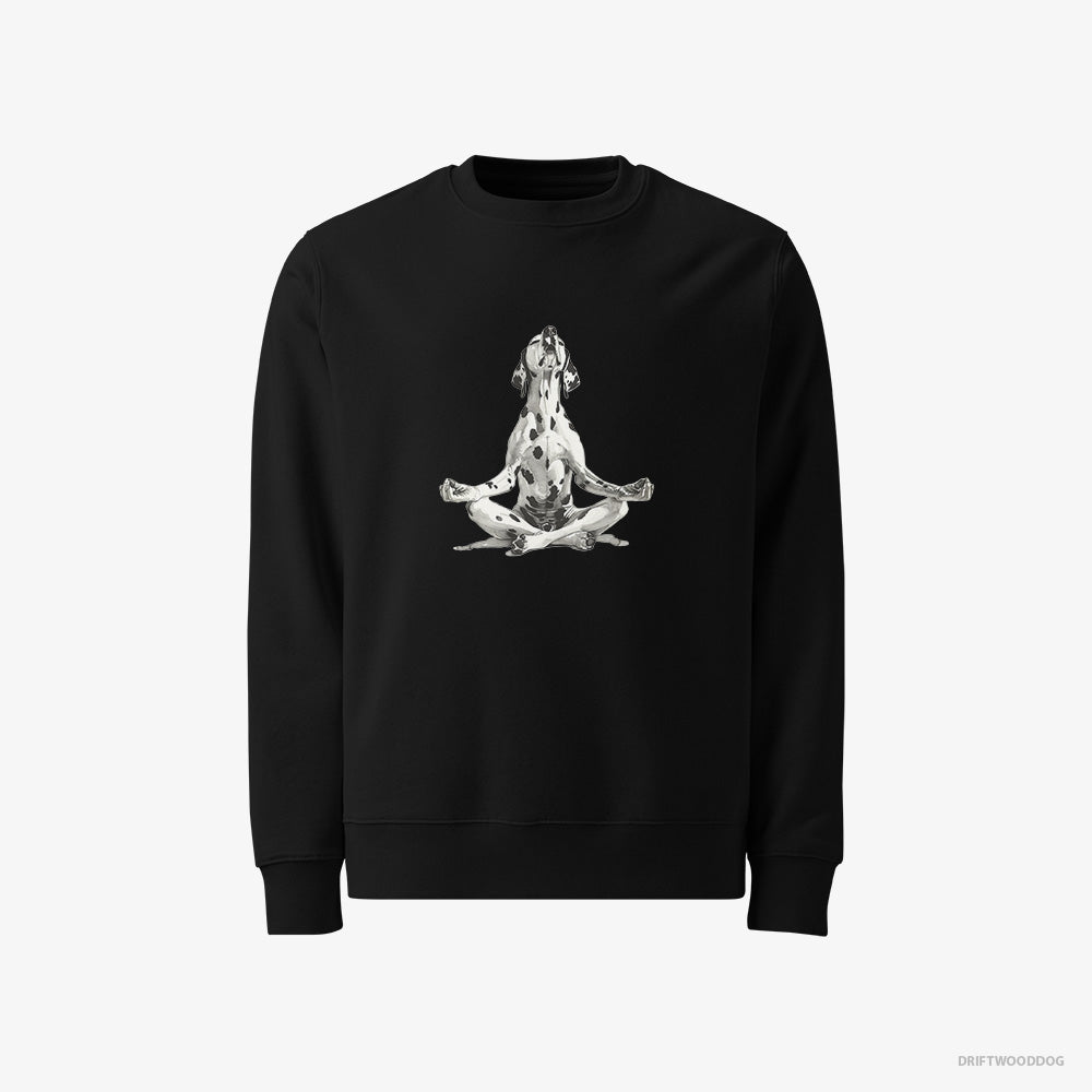 Dalmatian Sweatshirt – Men Black Sweatshirt Classic – Meditating during Yoga (on White Background)