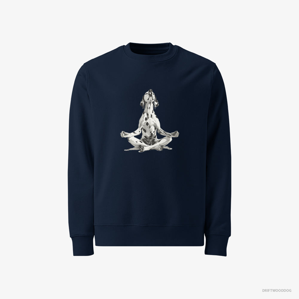 Dalmatian Sweatshirt – Men Navy Sweatshirt Classic – Meditating during Yoga (on White Background)