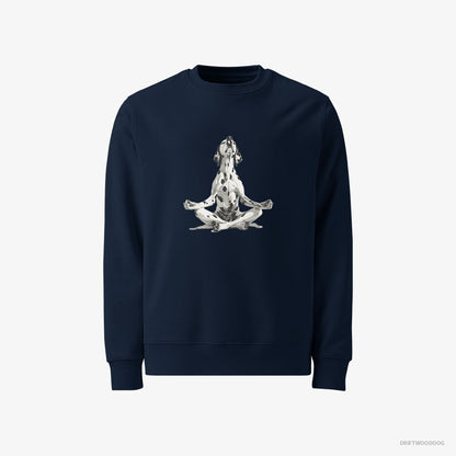 Dalmatian Sweatshirt – Men Navy Sweatshirt Classic – Meditating during Yoga (on White Background)