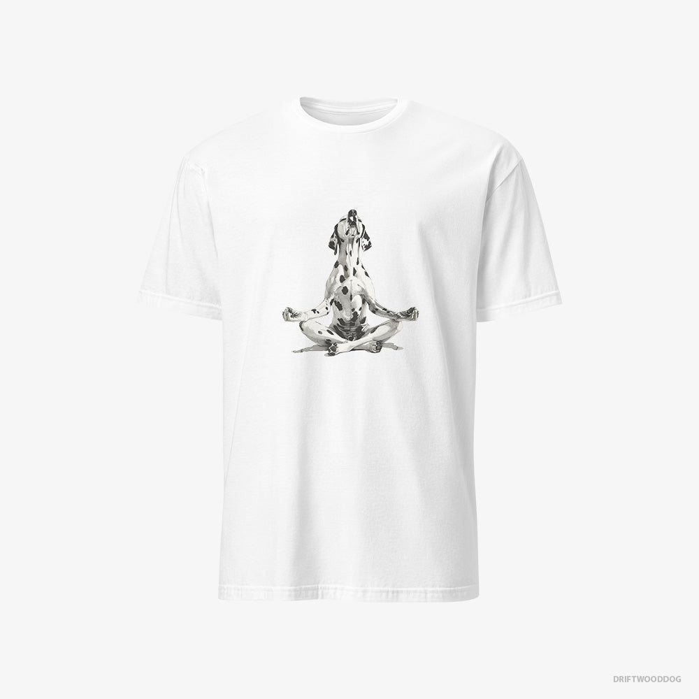 Dalmatian T-Shirt – Men White T-Shirt Classic – Meditating during Yoga (on White Background)