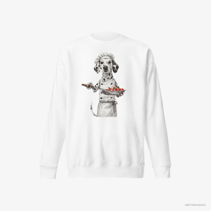 Dalmatian Making Food in the Kitchen White Sweatshirt