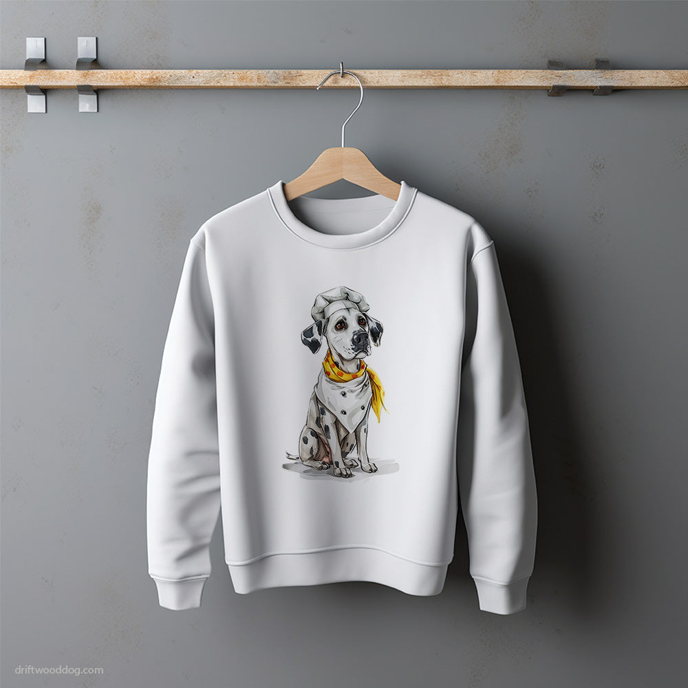 Dressed as a Chef Dalmatian Ready to Help Cooking Sweatshirt – Unisex Sweatshirt for Dog Lovers