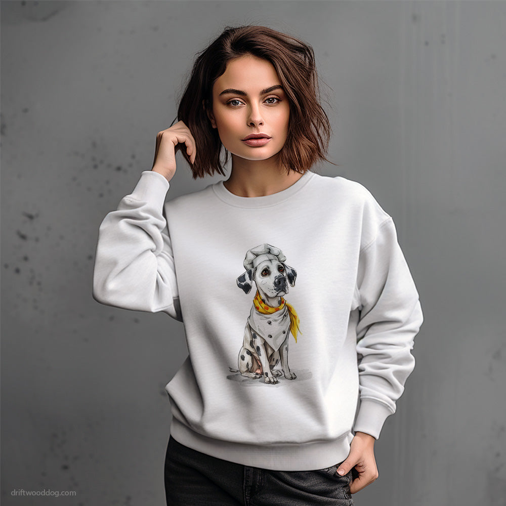 Dressed as a Chef Dalmatian Ready to Help Cooking Sweatshirt – Dog-Themed Gifts for Dog Lovers