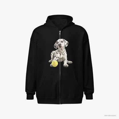 Dalmatian with a Tennis Ball Black Hoodie