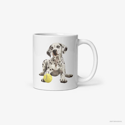 Dalmatian with a Tennis Ball White Mug