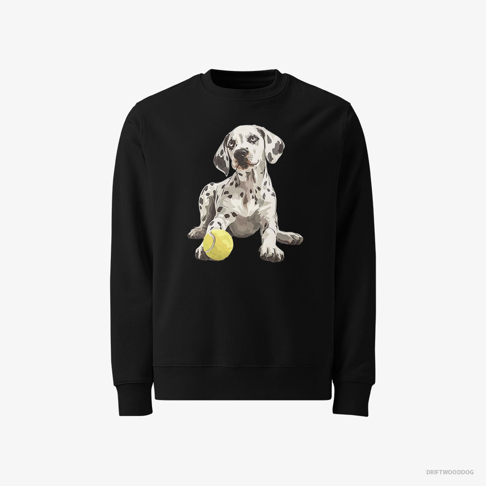 Dalmatian Sweatshirt – Men Black Sweatshirt Classic – with a Tennis Ball (on White Background)