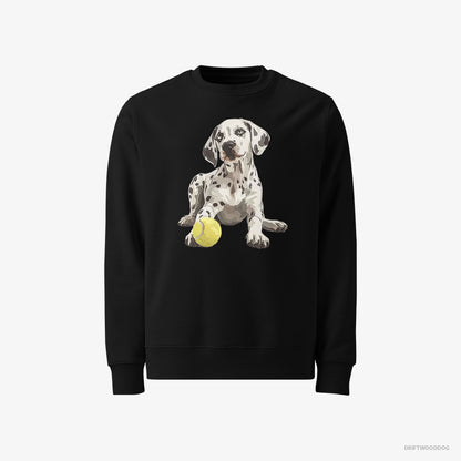 Dalmatian Sweatshirt – Men Black Sweatshirt Classic – with a Tennis Ball (on White Background)