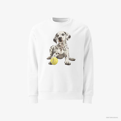 Dalmatian with a Tennis Ball White Sweatshirt