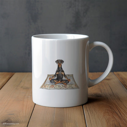 Dobermann Having Yoga Session Mug – Unique Dog Cups | Dog-Themed Mugs