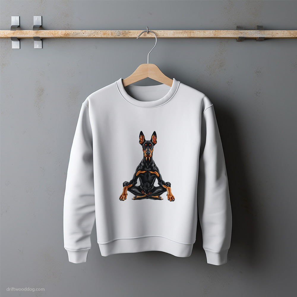 Dobermann Meditating during Yoga Sweatshirt – Unisex Sweatshirt for Dog Lovers