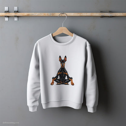 Dobermann Meditating during Yoga Sweatshirt – Unisex Sweatshirt for Dog Lovers