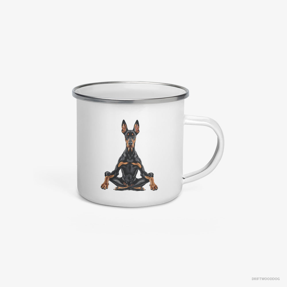 Dobermann Meditating during Yoga Enamel Mug