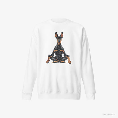 Dobermann Meditating during Yoga White Sweatshirt